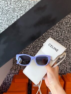 🚩steal Celine Lilac Rectangular Sunglasses with White Case